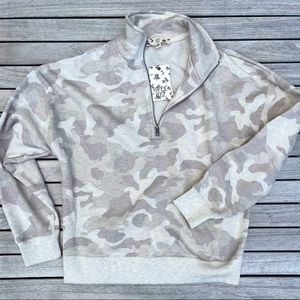 Hippie Rose quarter-zip neutral camo top